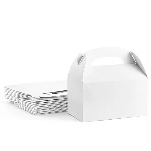 ValBox Treat Boxes 30 Pack White Paper Gable Gift Boxes - Goodies Favor Box for Kids' Birthday Party, Wedding, Baby Shower, 6.2 x 3.5 x 3.5 Inches