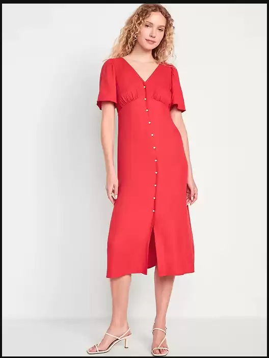 Waist-Defined Midi Dress