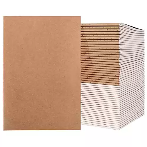 EOOUT 48pcs Kraft Paper Notebooks, Journals for Kids, Blank Paper, 60 Pages, 80GSM, 8.3 X 5.5 Inch, Travel Journal Set, for Travelers, Students and Office Supplies