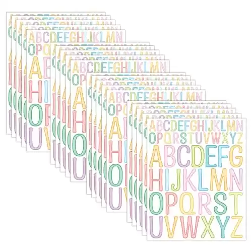 1040pcs Letter Stickers 20 Sheets 2+1Inch Alphabet Stickers Vinyl Stick Multicolor Self Adhesive Waterproof for Bulletin Board Letters Kit Mailbox Numbers Labels DIY Crafts Art Making(Multicolor)