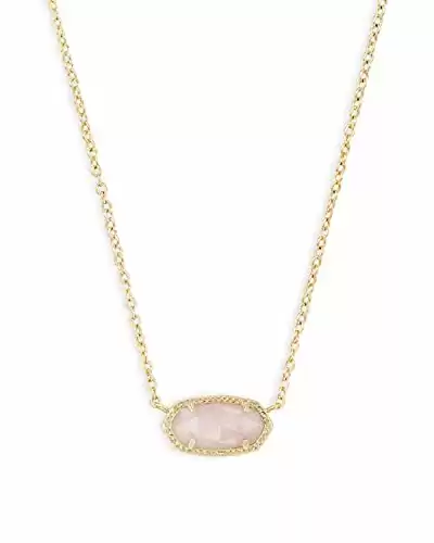 Kendra Scott Elisa Pendant Necklace for Women, Fashion Jewelry, 14k Gold-Plated, Rose Quartz