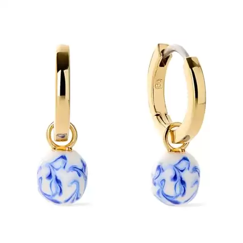 Ana Luisa Frida Pearl Huggie Hoops - 14K Gold Plated & Silver Rhodium Plated Drop Hoop Earrings with Freshwater Pearls - 2-in-1 Unique Design - Hypoallergenic, Water-Resistant, Tarnish-Free