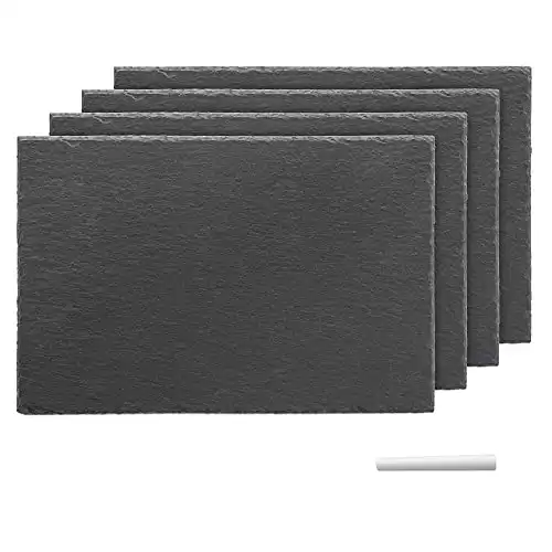 Navaris Natural Slate Serving Plates - Set of 4 Place Mat Serving Trays - Medium Rectangular Stone Table Mat Serving Platter Tiles - 11.8