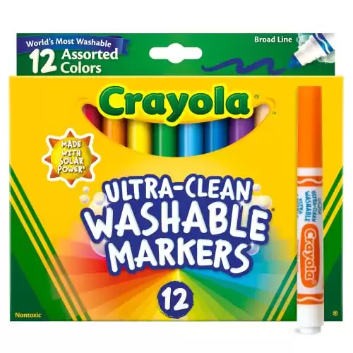 Crayola Broad Line Markers (12ct), Washable Markers for Kids, Arts & Crafts Supplies, Coloring Markers, Gifts for Kids & Toddlers, 3+